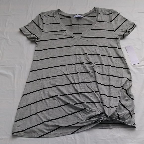 Women's short-sleeved top with stripes JUNIPER Ln maternity gray color, size L - Picture 8 of 14